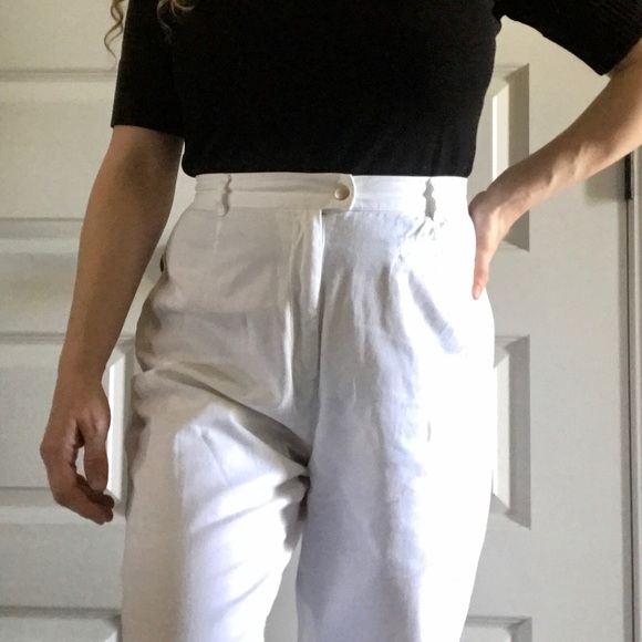 Vintage Pants - 2/$30 vintage high waisted white cotton trouser